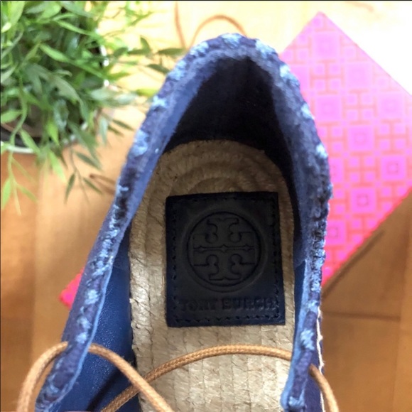 TORY BURCH Sonoma Ankle Wrap Espadrille denim flat - Picture 8 of 8